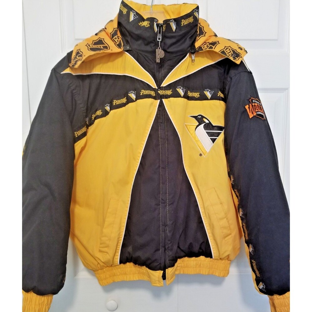 Pro Player Pittsburgh Penguins Puffer Jacket Hooded Prince of Wales Size XXL
